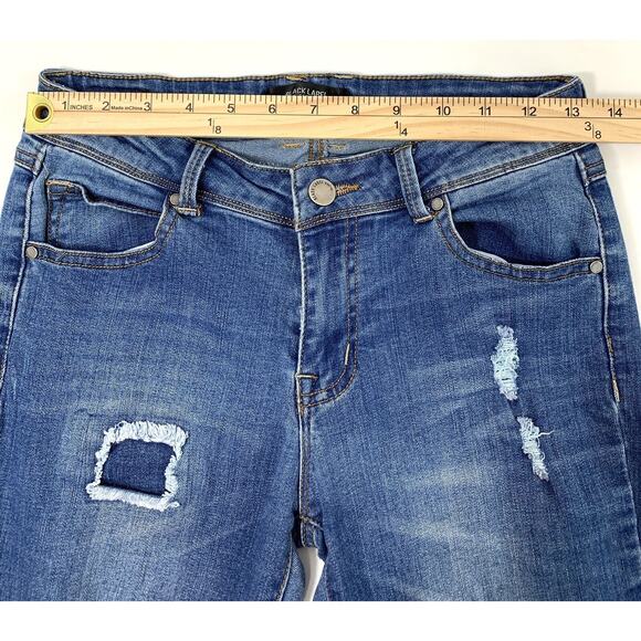 Black Label C' Est Toi Jeans Womens‎ Size 27 Raw Hem Destroyed Denim Patches - Picture 7 of 11